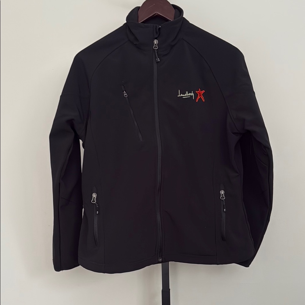 Women’s Black Performance Jacket with High Collar and Full-Length Zipper
